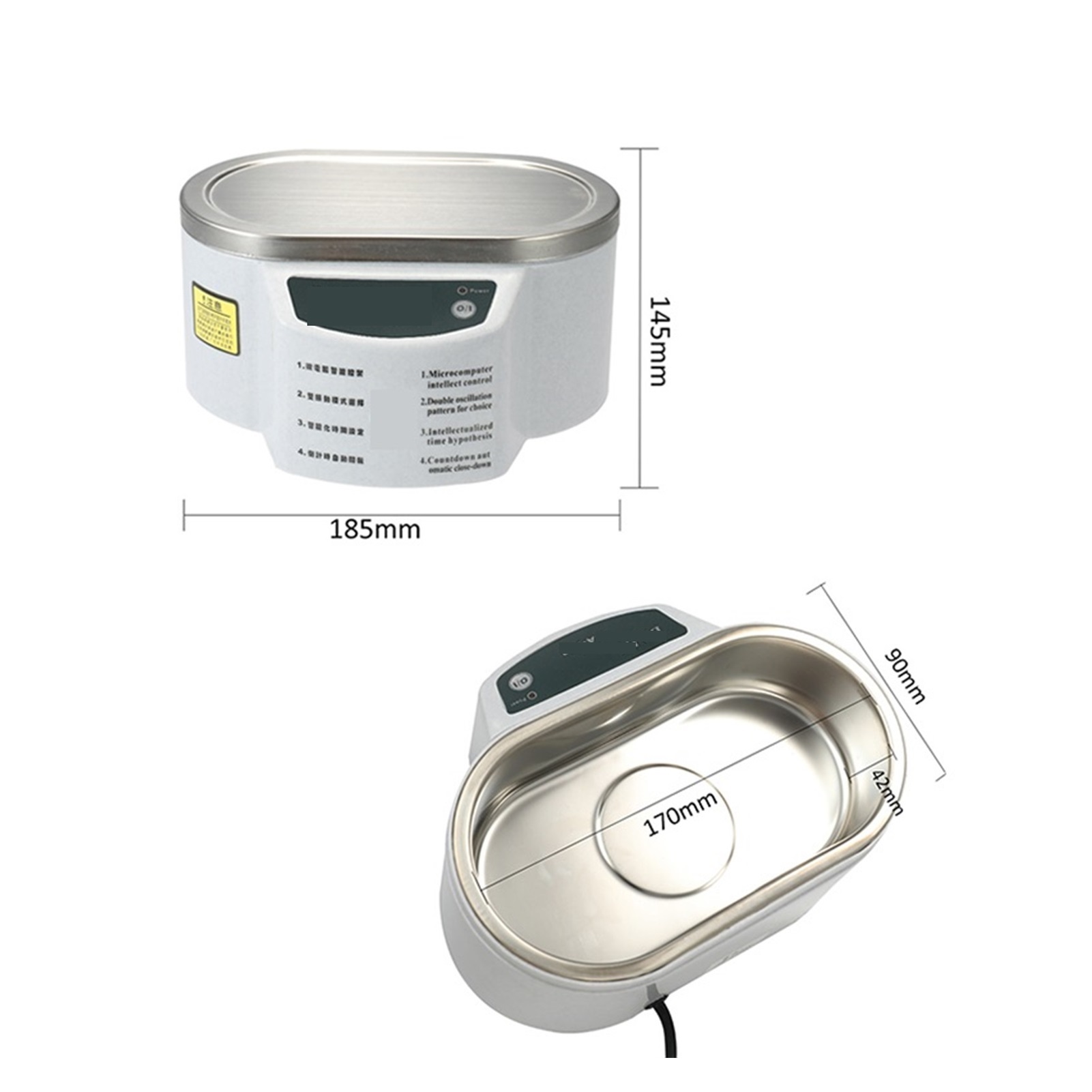 600ML Ultrasonic Cleaner Digital Ultrasonic Bath Jewelry Glasses Circuit Board Cleaning Machine Ultrasound Sterilizing Machine ,Strong Cleaning