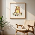 thumbnail image 6 of Bear, Woodland Animals, Forest Animals, Boho, Pink Flowers, Girl Nursery - Illustration Unframed Wall Art Print 16 x 16 inches, 6 of 9