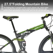 Eurobike 27.5 inches Full Suspension Folding Mountain Bike 21 Speed Foldable Bicycleb Men or Women MTB for Afults Green