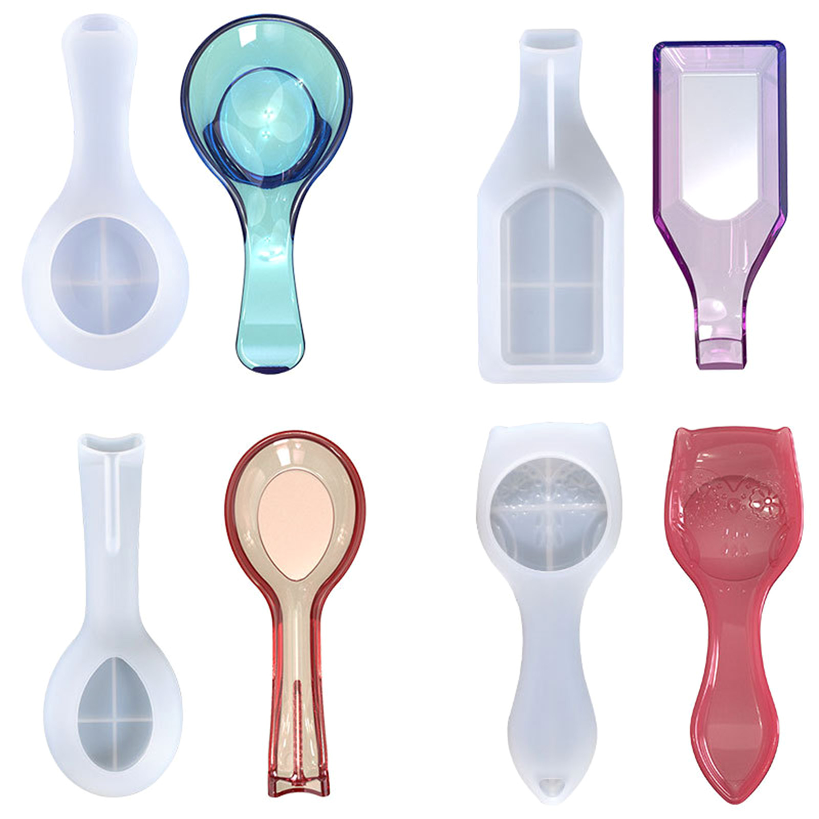 Spoon Holder UV Crystal Epoxy Mold Kitchen Utensil Rest Jewelry Holder Resin Silicone Mould DIY Crafts Fruit Candy Tray Casting Tools