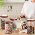 thumbnail image 5 of JOGGEIL Vintage Glass Jars with Wooden Lids, 6 Pack 24 oz Airtight Glass Food Storage Containers Sets for the Kitchen, Sugar Coffee Candy Spice Cookie Tea Pasta, 5 of 8