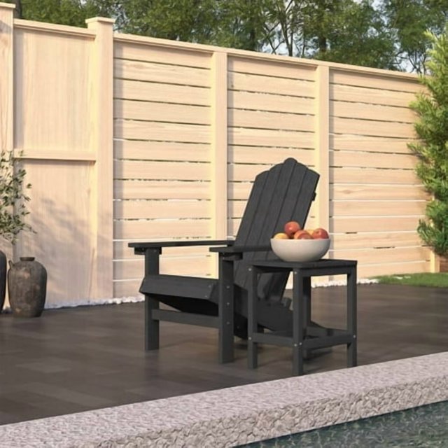 vidaXL Chaise de Jardin Adirondack avec Table HDPE Anthracite