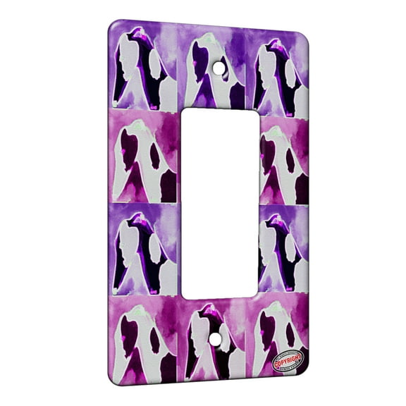 KuzmarK™ 1 Gang Rocker Wall Plate - Black Spotted Greyhound Head Study Abstract Dog Electric Art by Denise Every