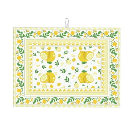 

ZSTHI Lemon Fruit Pattern Kitchen Counter Dish Mats for Dishes Reusable Washable Extra Large 18 x24 Dish Drying Mat for Dishes Utensils Pots and Pans