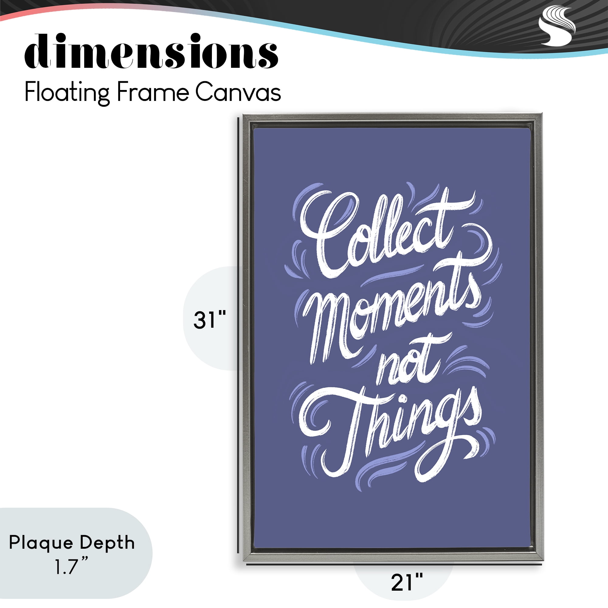 Stupell Industries Collect Moments Not Things Gray Framed Floater Canvas Wall Art, design by Martina Pavlova