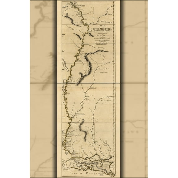 24"x36" Gallery Poster, map of Course of river Mississipi 1775