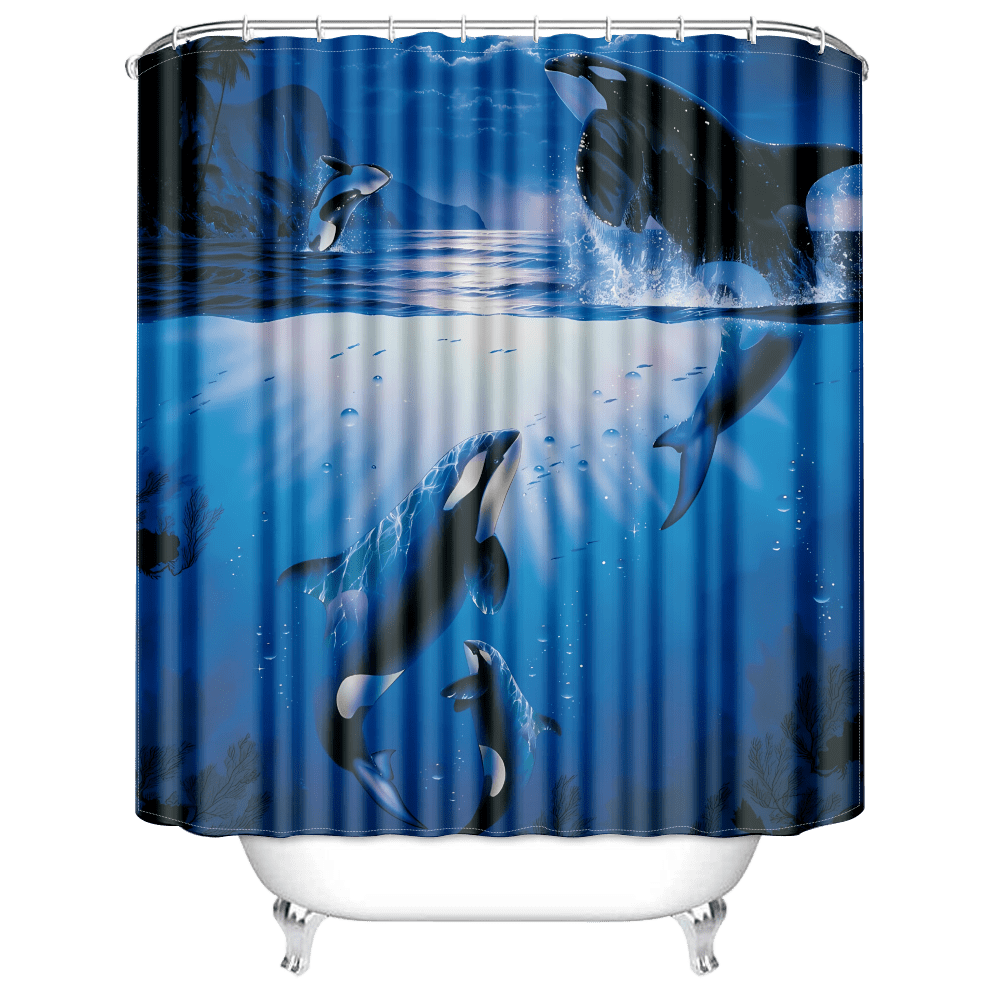 Nautical Sea Beach Theme Fabric Shower Curtain Sets for Bathroom Decor with 12 Hooks 60 x 72