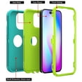 thumbnail image 6 of Xhy iPhone 14 Pro Case with Screen and Lens Protector Military Grade Heavy Duty Protection 3 in 1 Shockproof Armor Rugged Durable Detachable for iPhone 14 Pro 6.1 inch 2022 Phone - Green+Yellow, 6 of 6