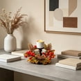 thumbnail image 6 of AUNVITO Fall Harvest Candle Ring Artificial Maple Leaf Berry Pinecone Wreath for Candle Holder Centerpiece Decoration, 6 of 6
