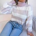 thumbnail image 6 of VALMASS Long Sleeve Crew Neck Color Block Winter Casual Knit Sweater Women (L, Pink), 6 of 8