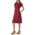 thumbnail image 4 of INSPIRE CHIC Crew Neck Dress for Women's Short Sleeve Casual Wedding Midi Dresses S Burgundy, 4 of 6