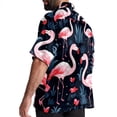 thumbnail image 3 of Flamingo Tropical Rainforest Men's Short Sleeve Spread Collar Tops, Casual Button Down Shirts, Printed Summer Beach Shirts, Unisex, 3 of 6