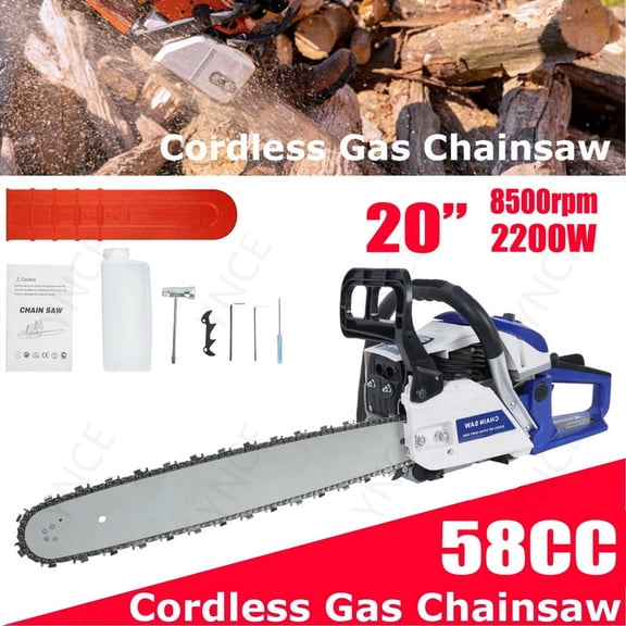 Ynce 58CC Gas Powered Chainsaw, 2 Cycle 3HP Powerful Chain Saw, 20inch Chainsaw Bar, Gasoline Outdoor Cordless Chain Saw for Cutting Forest Wood Garden Trimming Tools