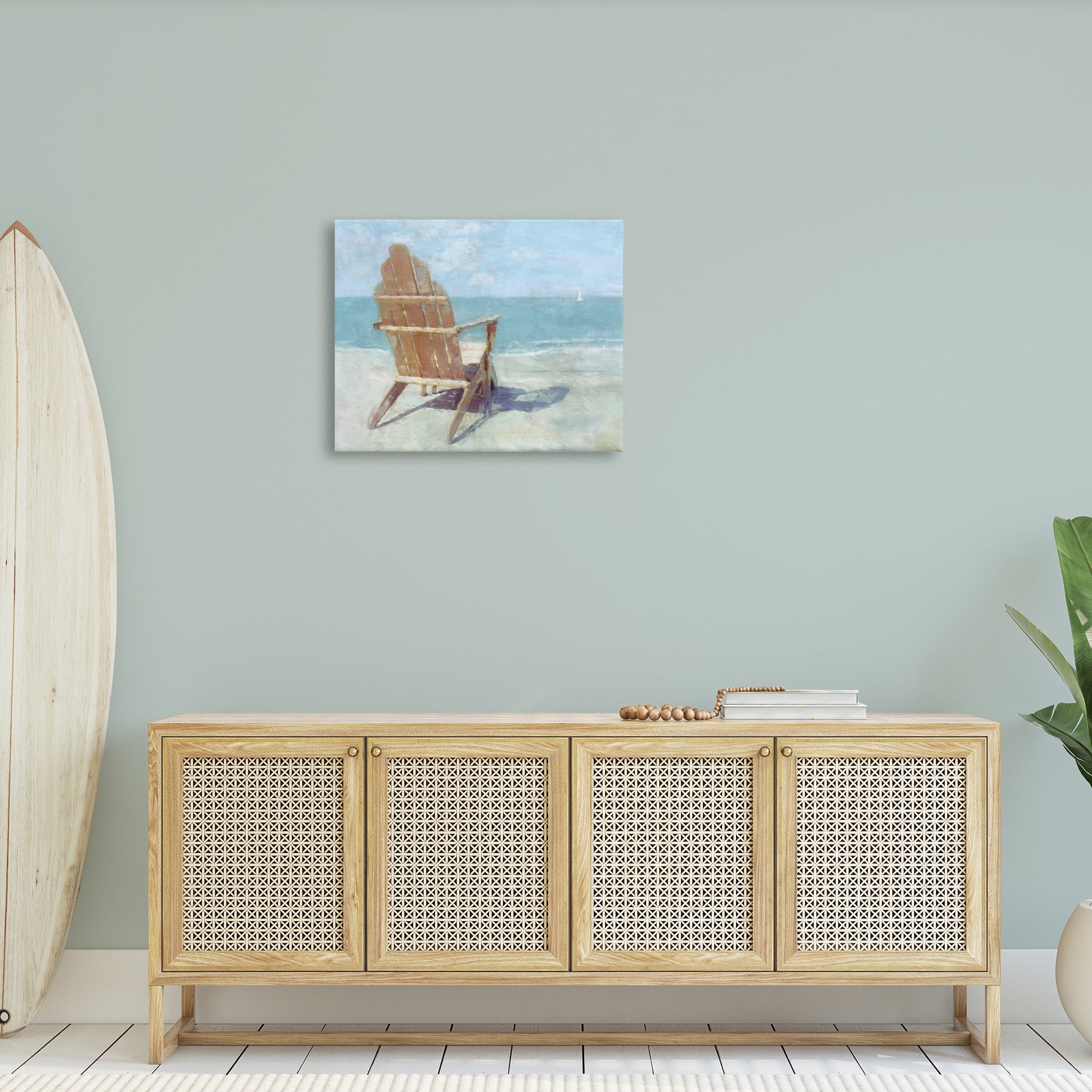 Stupell Industries Chair with Sailboat View Landscape Painting Gallery Wrapped Canvas Art Print Wall Art, 30 x 24