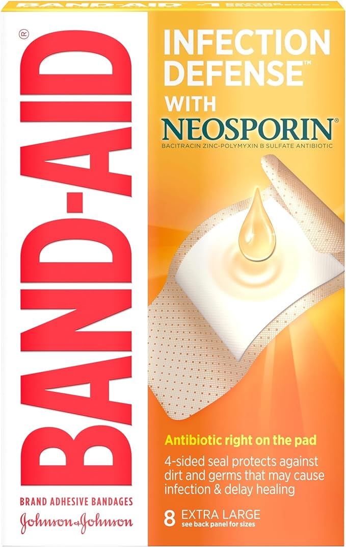 Band-Aid Brand Bandages with Neosporin Antibiotic, Extra Large, 8