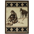 thumbnail image 2 of Handcraft Rugs Cabin Rug  Lodge, Cabin Nature and Animals Area Rug  Modern Southwestern Design Cabin Area Rug  Abstract, Chocolate Brown/BeigeCowboy/Horse 5x7 feet, 2 of 6