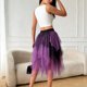 thumbnail image 4 of Falda de Alta Cintura Elástica de las Mujeres Falda Asimétrica en Capas de Cintura Alta con Diseño de Gradiente, Tela Suave Transpirable Midi Casual para el Verano, 4 of 8