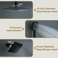 thumbnail image 5 of Boyel Living 12 inch Ceiling Mounted Rain Shower System 3 Function Thermostatic Shower System with Wall Mount 6 inch Regular Shower Head,Matte Black, 5 of 8