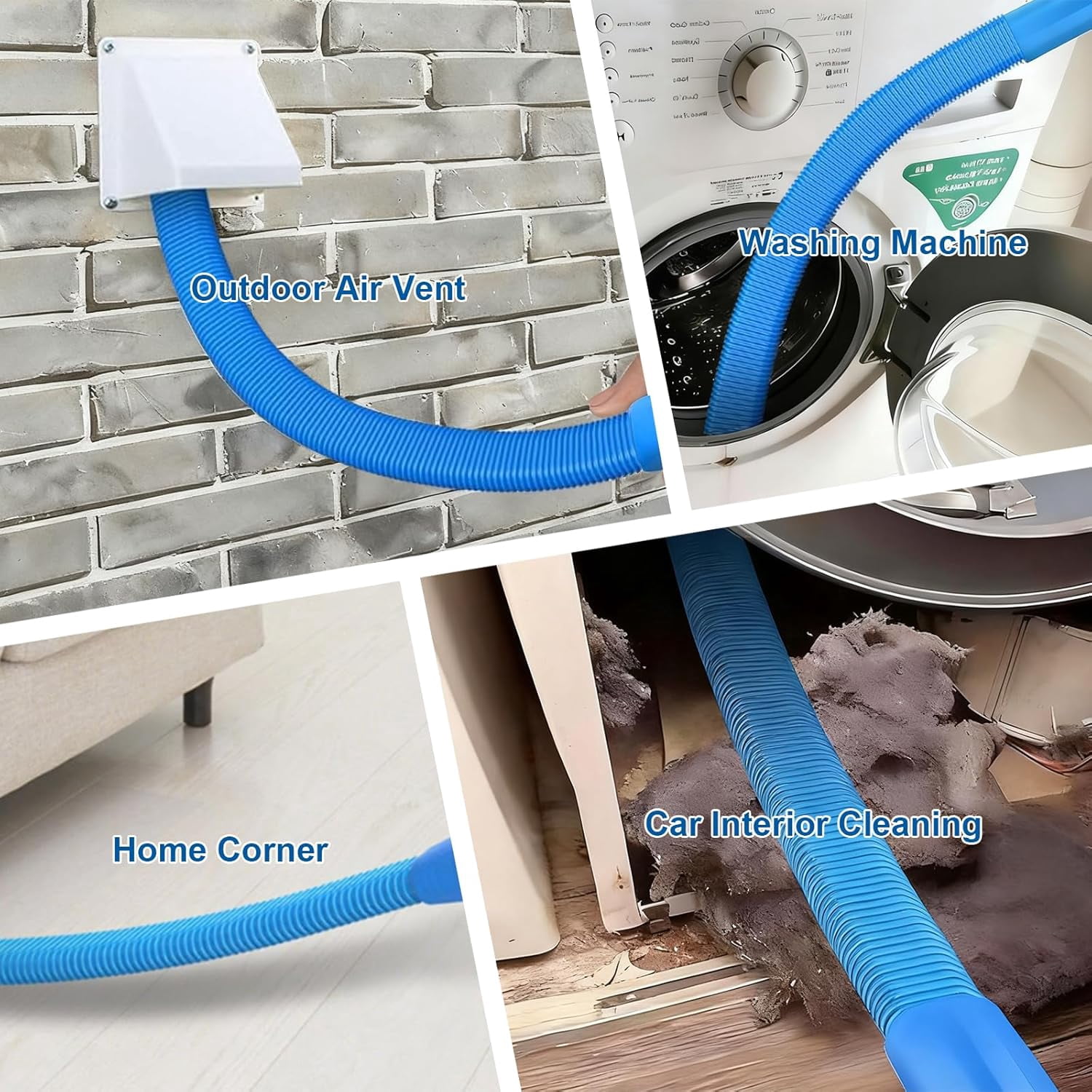 Upgraded Dryer Vent Cleaner Kit: Lint Vac Attachment Universal Vacuum Hose Attachment Tool for Removal Clogged Ducts Deep Cleaning Quickly Remover