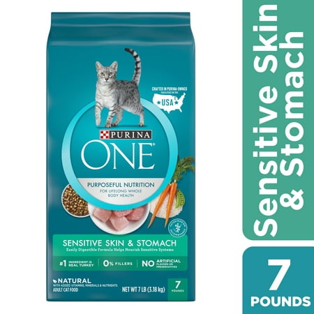 Purina One Sensitive Stomach & Skin Natural Dry Cat Food, 7