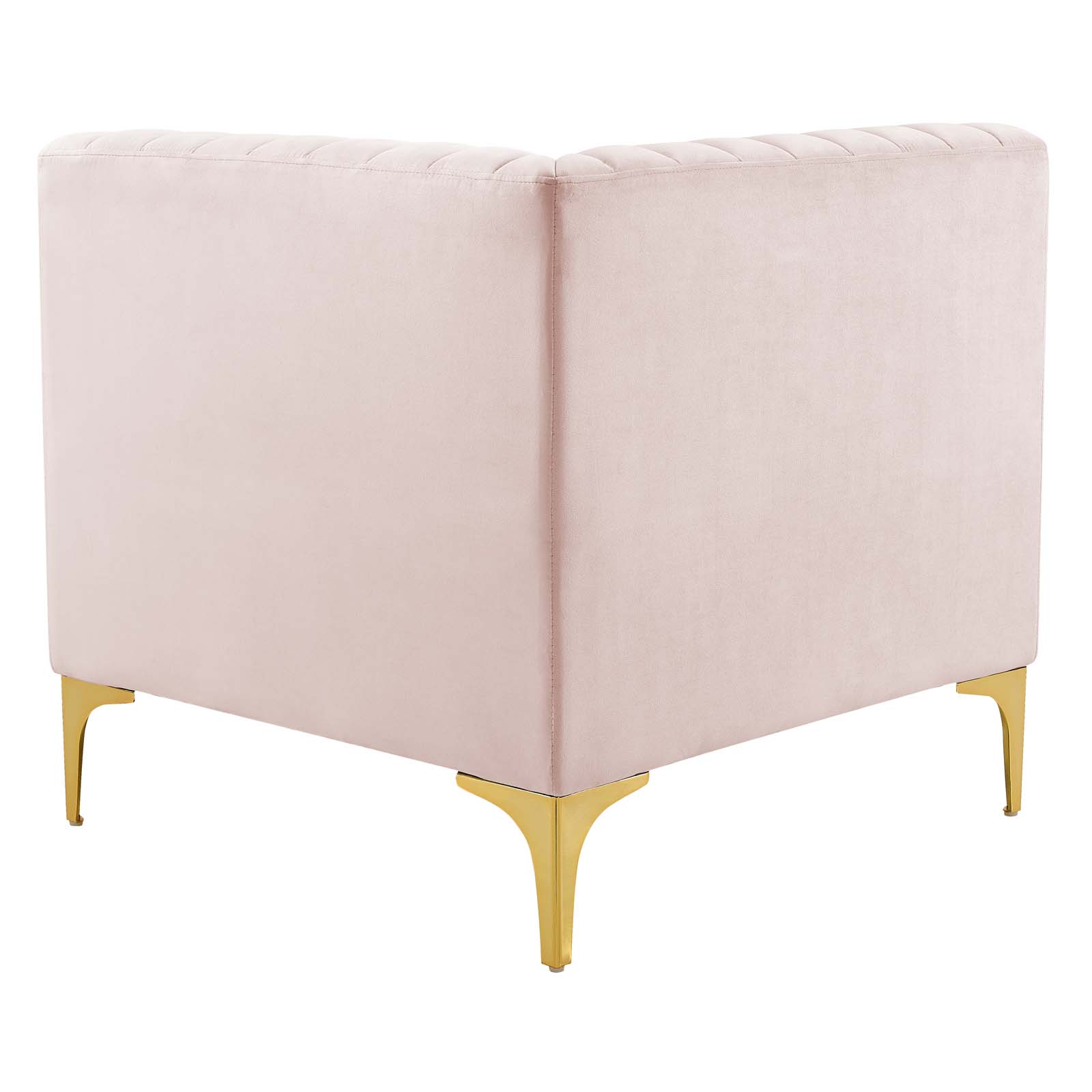 Modway Triumph Channel Tufted Performance Velvet 6-Piece Sectional Sofa in Pink