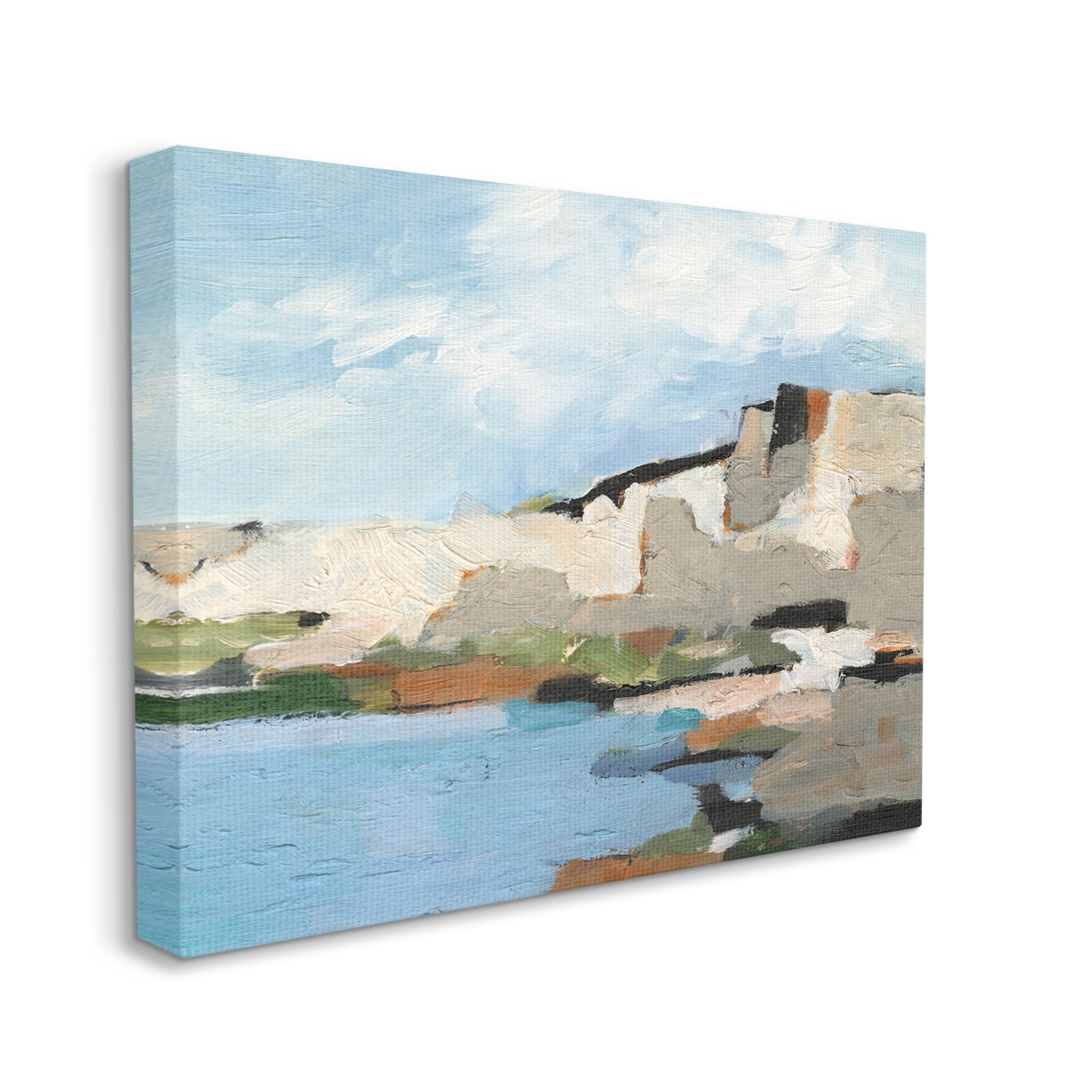 Seaside Cliff Abstract Landscape Landscape Painting Gallery Wrapped Canvas Print Wall Art