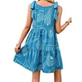 thumbnail image 3 of Women Summer Casual Sleeveless Mini Pleated Tank Vest Dresses Blue L, 3 of 7