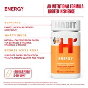 HABIT Energy Supplement, Supports Mental Alertness & Focus, Green Tea Extract, Vitamins B & C, 60 Capsules