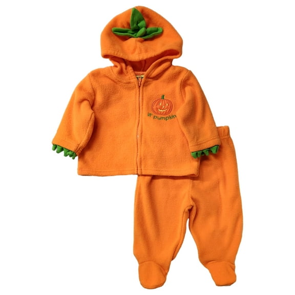 Infant Boys & Girls Orange Lil Pumpkin Halloween Fleece Top & Pants Set 3 Months