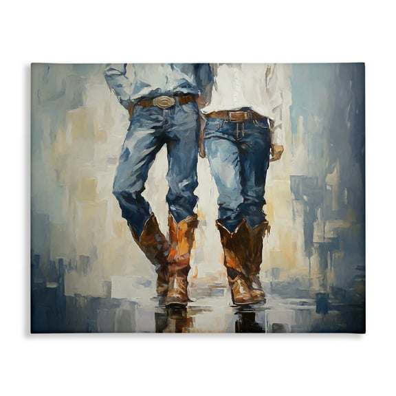 Stupell Industries Cowboy & Cowgirl Couple Novelty Painting Gallery Wrapped Canvas Art Print Wall Art, 20 x 16