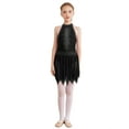 thumbnail image 3 of YONGHS Girls Sleeveless Shiny Rhinestone Gymnastic Leotard Ballet Dance Figure Ice Skating Dress Black 10, 3 of 7