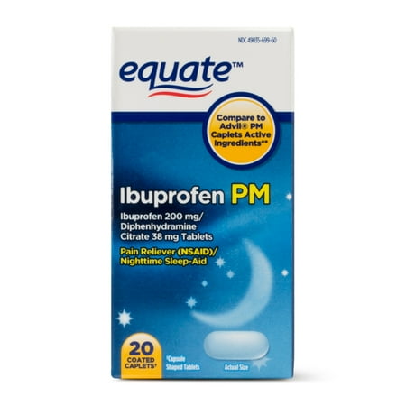 Equate Ibuprofen PM Caplets, 200 mg, 20 Ct