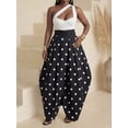 thumbnail image 7 of Black And White Polka Dot Pleated Maxi Skirt With Front Slit, Elegant Resort Style For Daily Wear And Parties, 7 of 7