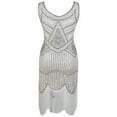 thumbnail image 2 of BLTIBY Womens 1920s Vintage Sequin Dress V Neck Sleeveless Glitter Fringed Party Elegant Tassels Evening Party Cocktail Dresses White XL, 2 of 4