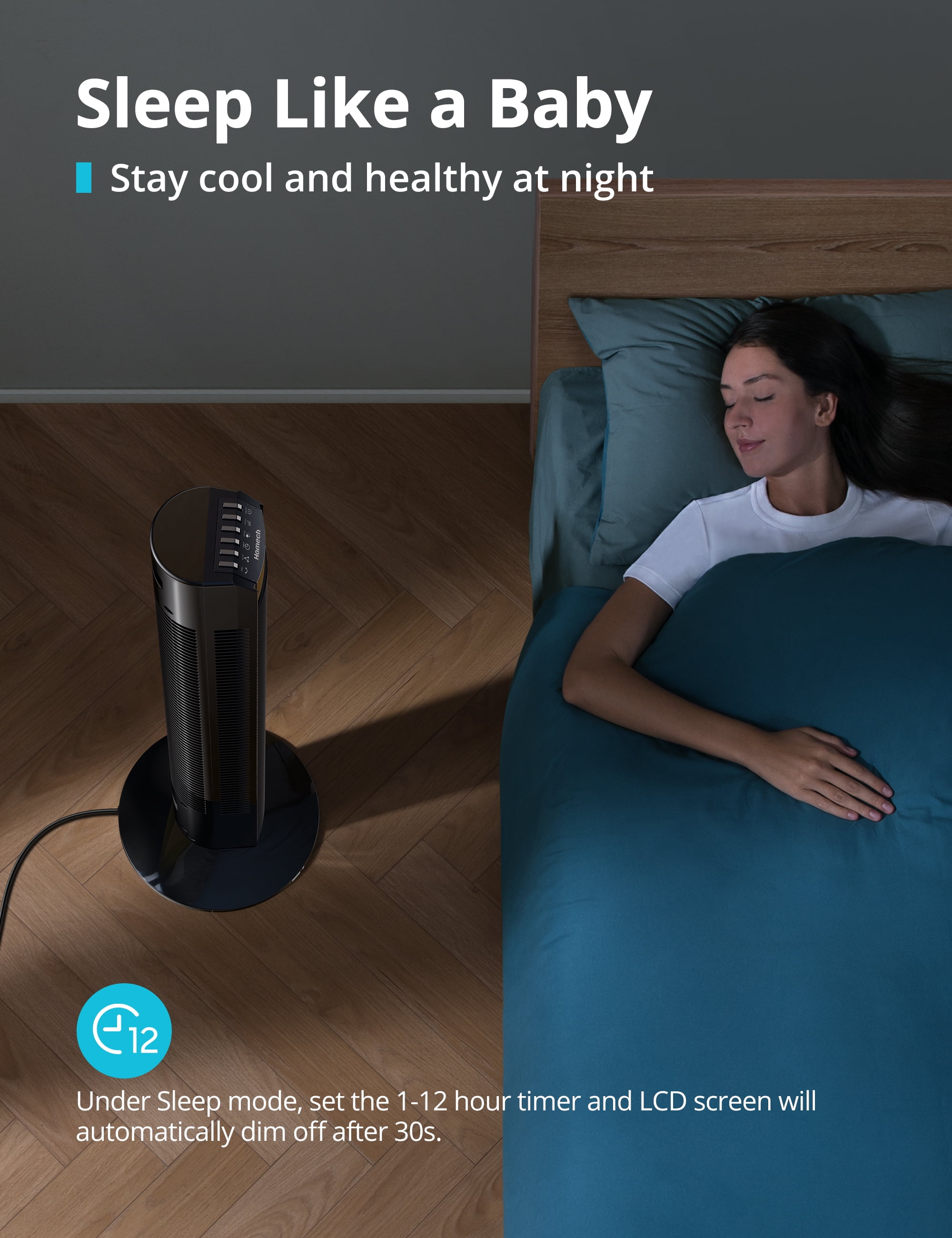 HOMECH 36 Oscillating Tower Fan 3-Speed Floor Fan Bladeless Tower Fan with  Remote Control, Timer, and Large LED Display, Black - Walmart.com