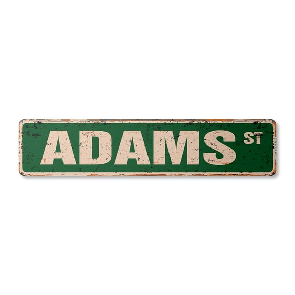 ADAMS Vintage Aluminum Street Sign Childrens Name Room Metal Sign rustic metal tin | Indoor/Outdoor | 24" Wide