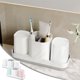 thumbnail image 1 of Portacepillos y Pasta de Dientes de Plástico Blanco | Organizador de Lavabo con Orificios de Drenaje | Vaso para Cepillos de Dientes con Múltiples Ranuras para Encimeras de Cocina y Baño (24,4 X 11,4, 1 of 6