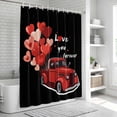 thumbnail image 6 of Valentine's Day Bathroom Shower Curtains with 12 Hooks Polyester Waterproof Shower Curtain for Stalls and Bathtubs Red Love Heart Truck Black Modern Art Decorative Bathroom Curtain 54x78 Inches, 6 of 9