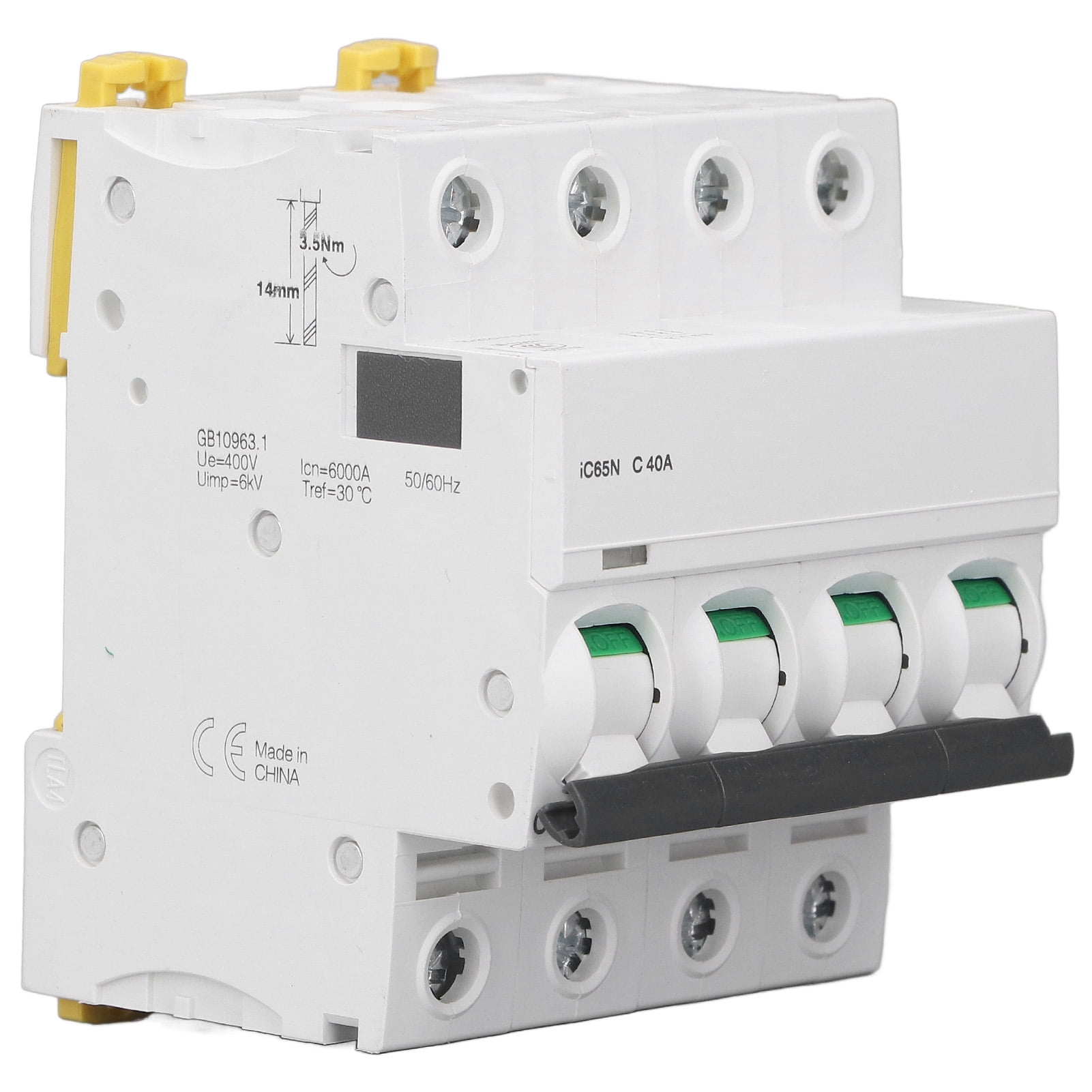 DIN Rail Mount Circuits Breakers, 6000A Breaking Capacity 4P Miniature