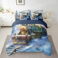 thumbnail image 2 of jejeloiu Vintage Train 7-Piece Twin Bedding Sets,Steam Engine Bedding Comforter Set,Green Godl Blue Sheet Sets For Boys Kids,Luxury Bedroom Decor Reversible, 2 of 8