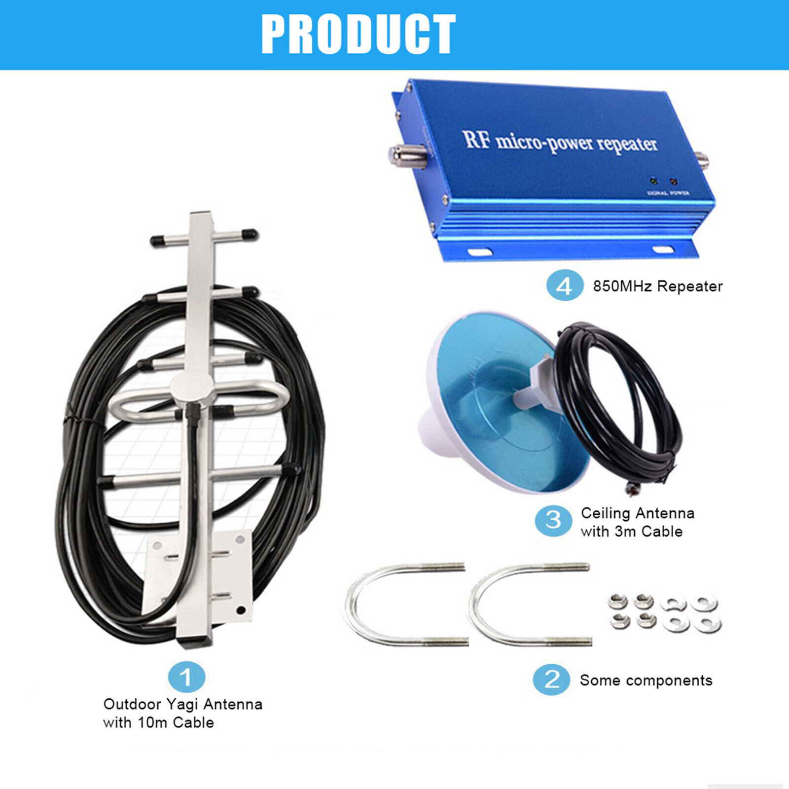 Mobile Signal Repeater Booster Amplifier CDMA850MHz, 2G 3G 4G Cell Phone Call Signal Repeater + Yagi Antenna for Boosting Extending Phone Signal Coverage
