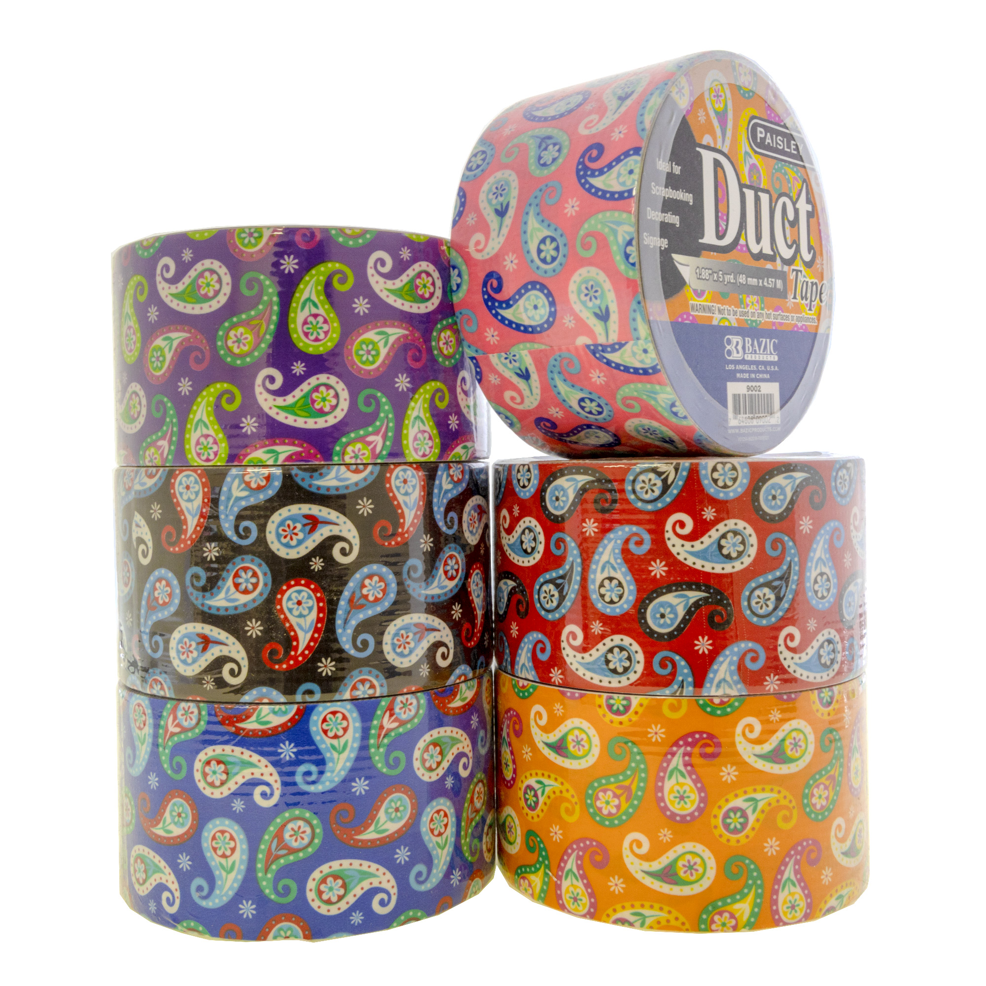 bazic-printed-duct-tape-paisley-pattern-1-88-x-5-yards-colored-duct