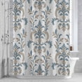 thumbnail image 3 of Medieval Flowers Shower Curtain for Bathroom Decor, Vintage Abstract Blue Brown Floral Waterproof Fabric Shower Curtain, 54"x78" Set with 12 Hooks, 3 of 9