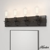 Hunter - Perch Point 4-light Noble Bronze, Medium Size Vanity Light, Dimmable, Casual Style, for Bedrooms, Dining, Living Rooms - 19434