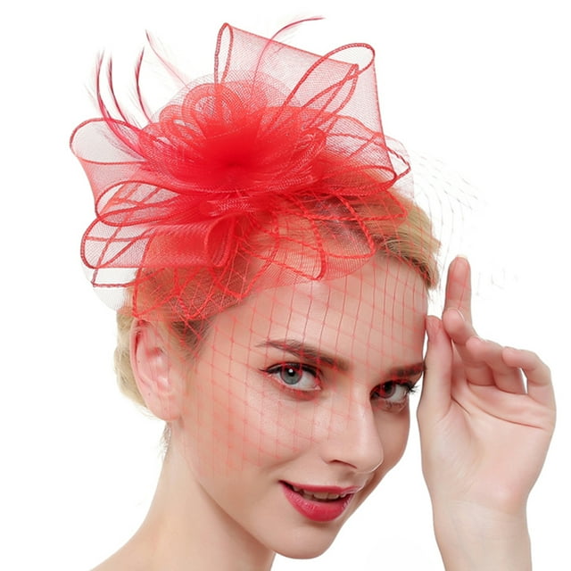 Coofit Fascinator Hat Elegant Eye-catching Mesh Veil Fascinator Tea Party Headband