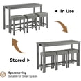 thumbnail image 6 of 59'' Bar Table and Chairs Set with Power Outlet, Industrial Breakfast Table Set with 3 Padded Stools, Solid Wood Console Table Set for Living Dining Room, Grey, 6 of 8
