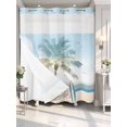 thumbnail image 4 of Summer Beach Chair No Hook Shower Curtain Waterproof, Bathroom Curtains with Snap in Liners and See Through Top Window, Coastal Palm Trees Canoeing Hotel Style Bathtub Curtains Shower 72"Wx72"L, 4 of 8