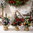 thumbnail image 4 of Pre-lit Christmas Tree 7.9 Inch Tabletop Christmas Trees Miniature Pine Christmas Tree with Linen Base for Christmas Decorations, Home, Kitchen, 4 of 5