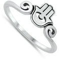 thumbnail image 4 of Hamsa Hand Eye Fertility Ring .925 Sterling Silver Band Jewelry Female Male Unisex Size 4, 4 of 4