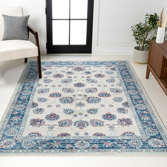 JONATHAN Y MODERN PERSIAN 8 x 10 Area Rug, Vintage Moroccan Traditional - Blue/Ivory/Red, MDP101C-8